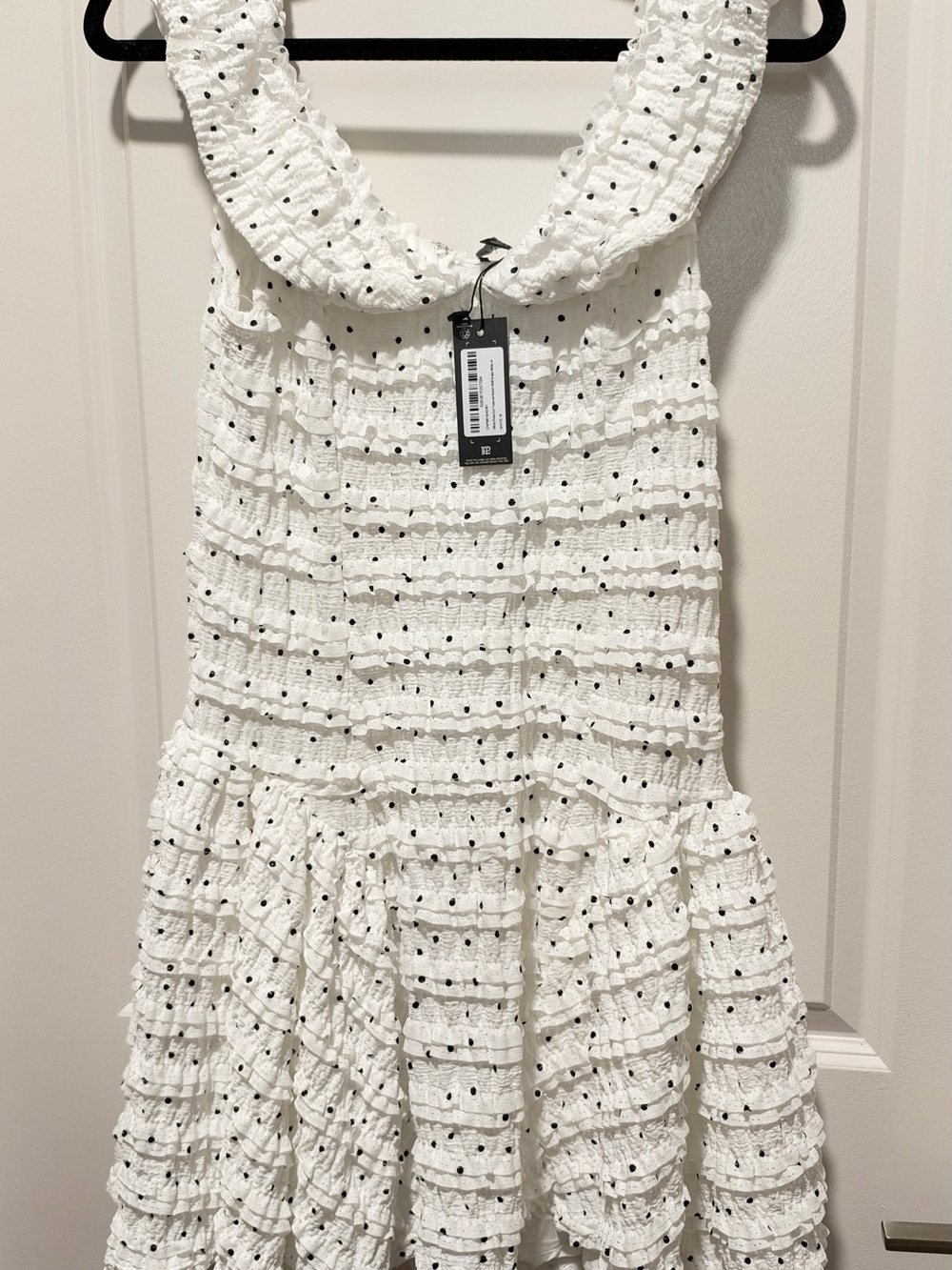 PrettyLittleThing White Eyelet Ruffle Mini Dress - Picture 3 of 3